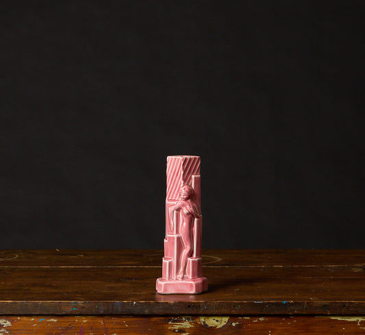 1930S ART DECO FIGURAL SKYSCRAPER VASE