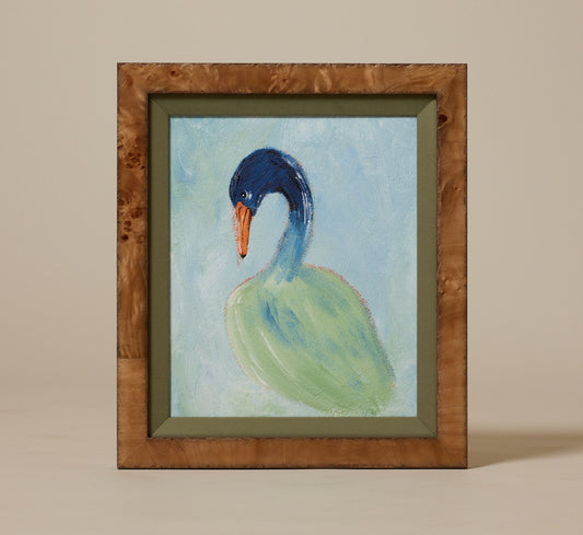 ENGLISH NAIVE ART "SILENT SWAN" PORTRAIT