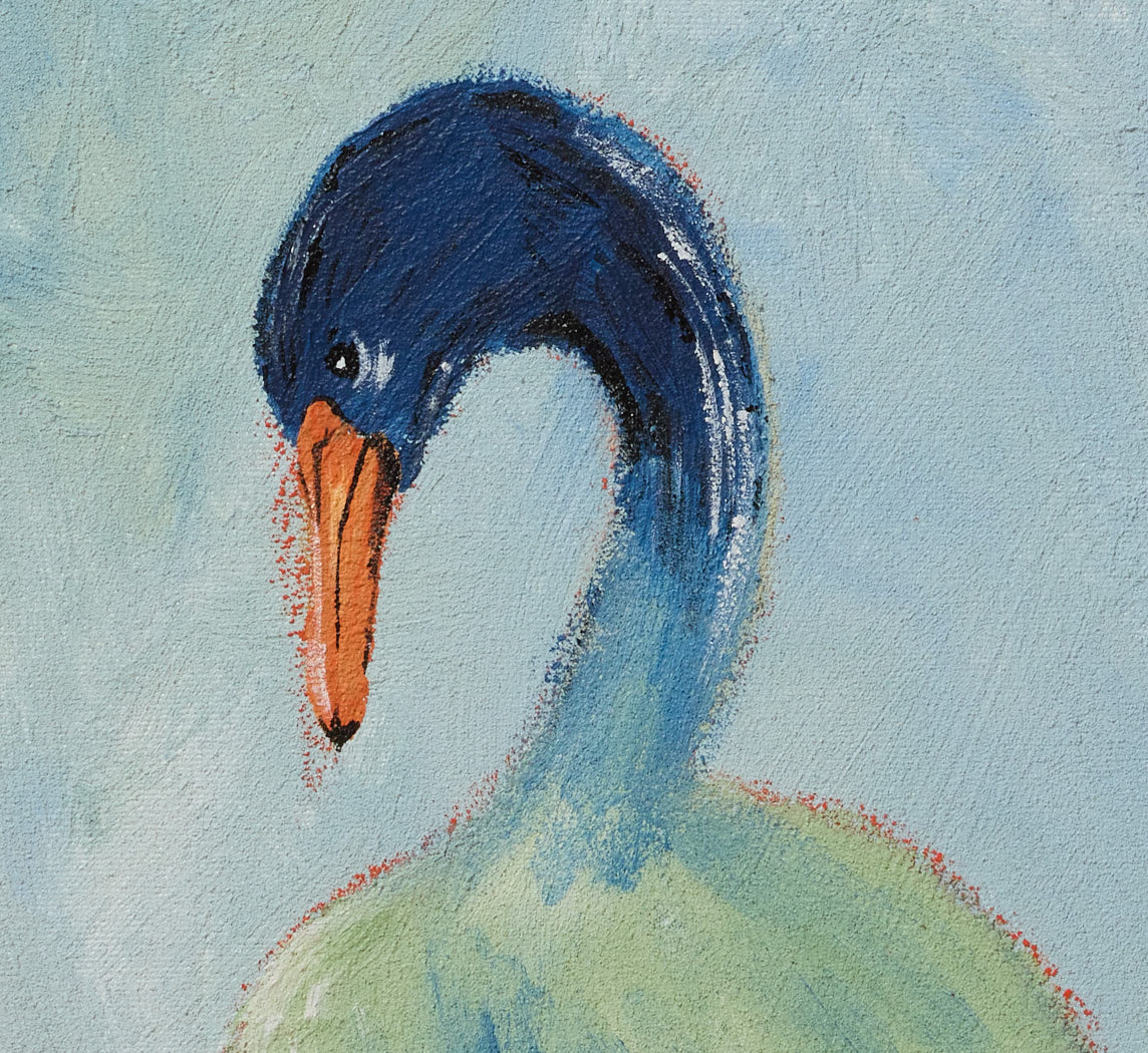 ENGLISH NAIVE ART "SILENT SWAN" PORTRAIT