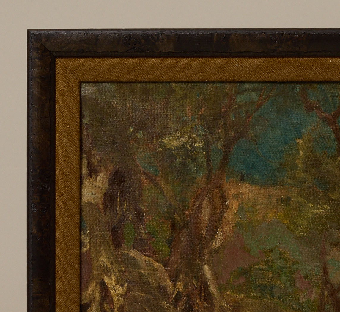 1920S FRENCH IMPRESSIONIST LANDSCAPE OF FOREST AT DUSK