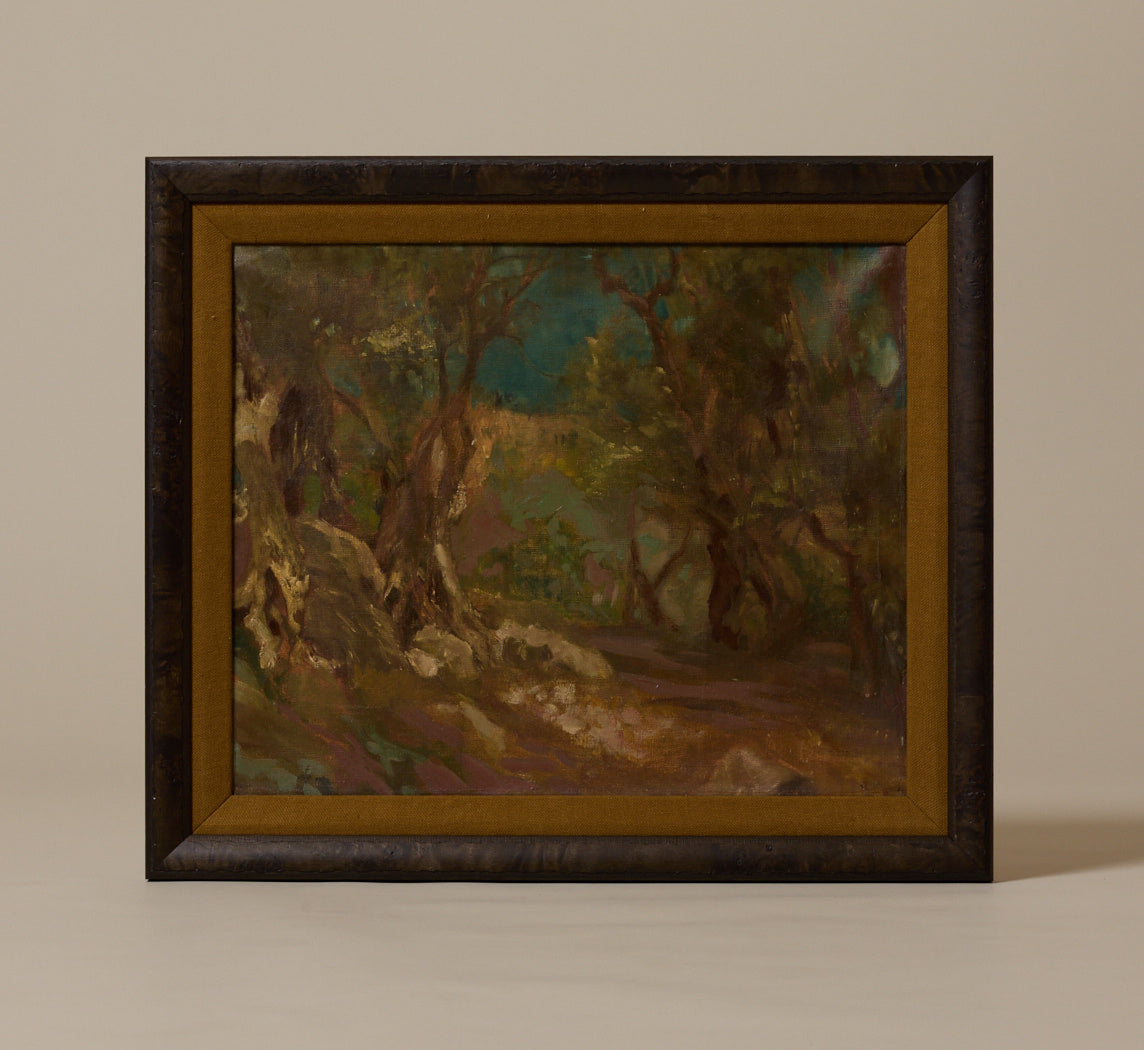 1920S FRENCH IMPRESSIONIST LANDSCAPE OF FOREST AT DUSK
