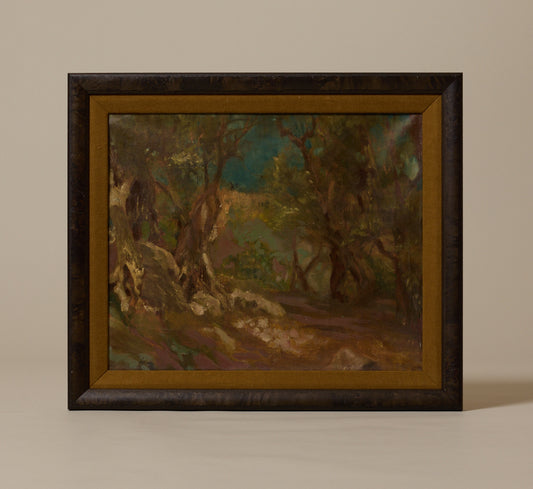 1920S FRENCH IMPRESSIONIST LANDSCAPE OF FOREST AT DUSK