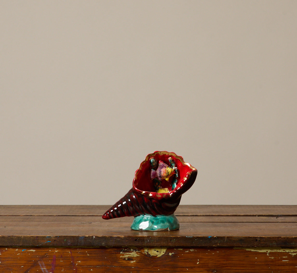 VINTAGE VALLAURIS CERAMIC SEASHELL TABLE LAMP