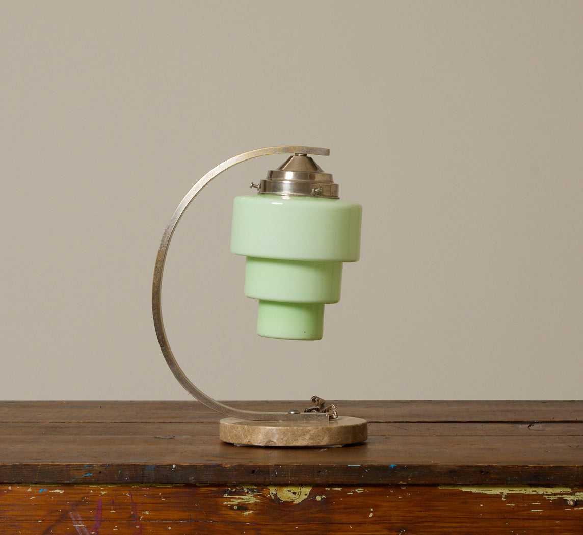 ART DECO OPALINE GLASS TABLE LAMP