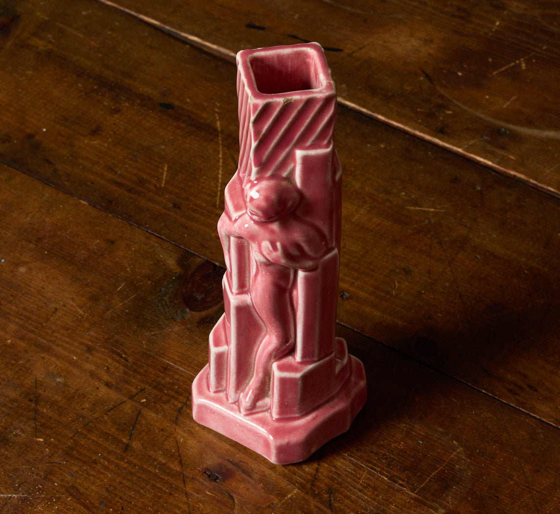 1930S ART DECO FIGURAL SKYSCRAPER VASE