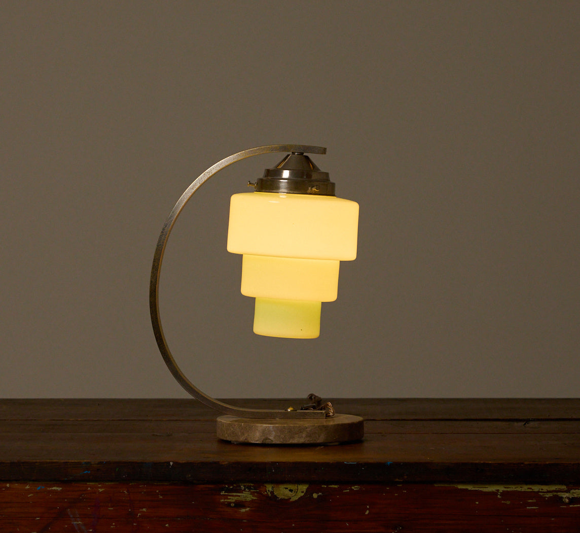 ART DECO OPALINE GLASS TABLE LAMP