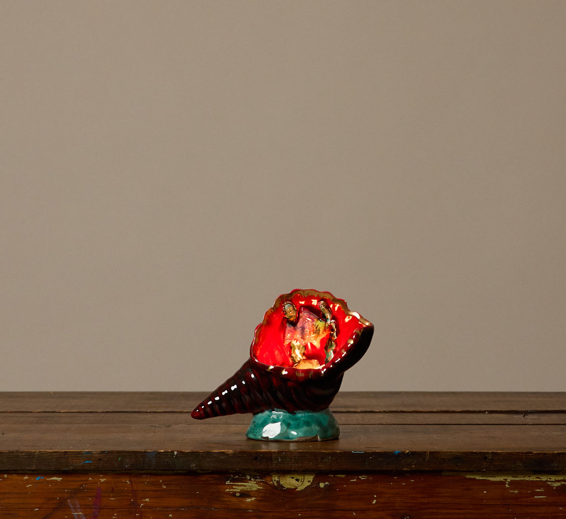 VINTAGE VALLAURIS CERAMIC SEASHELL TABLE LAMP