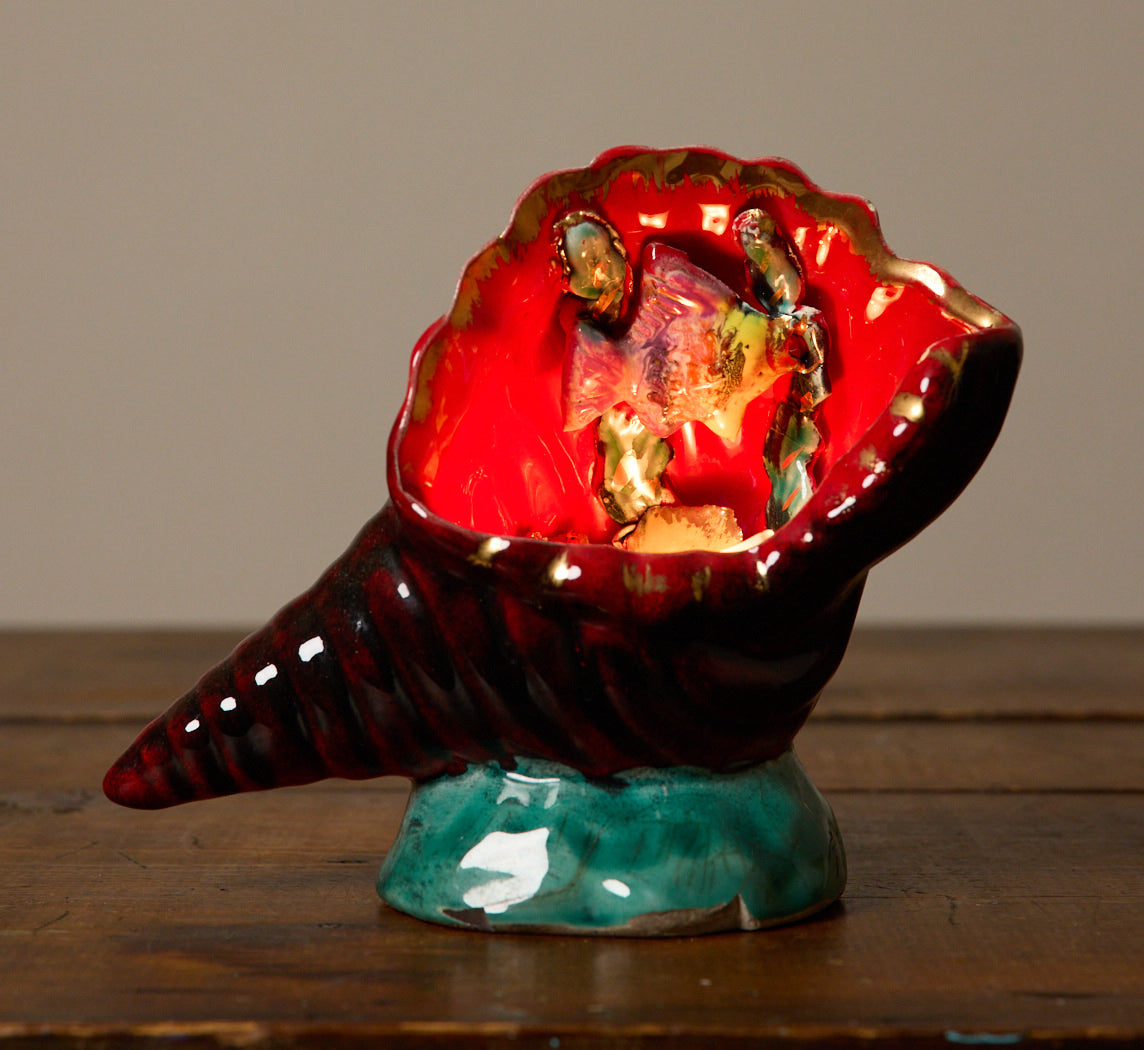 VINTAGE VALLAURIS CERAMIC SEASHELL TABLE LAMP