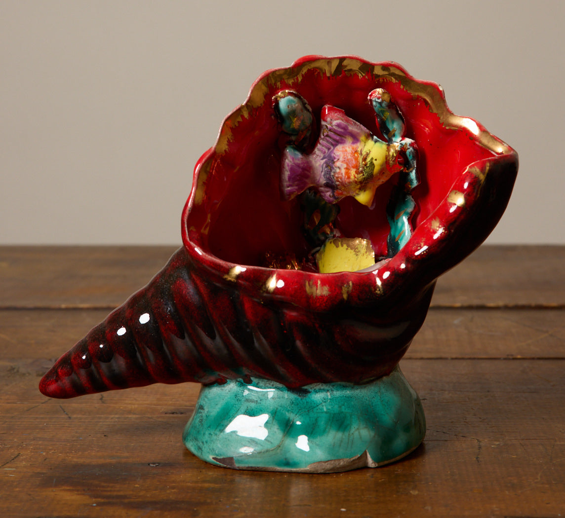 VINTAGE VALLAURIS CERAMIC SEASHELL TABLE LAMP