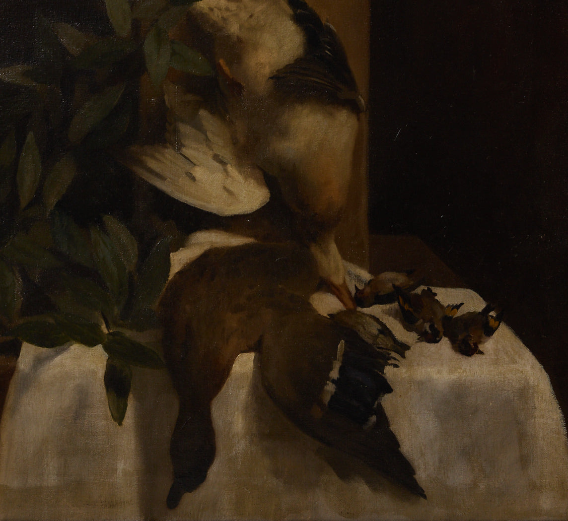 C.1880 FRENCH SCHOOL DUCK HUNT STILL LIFE