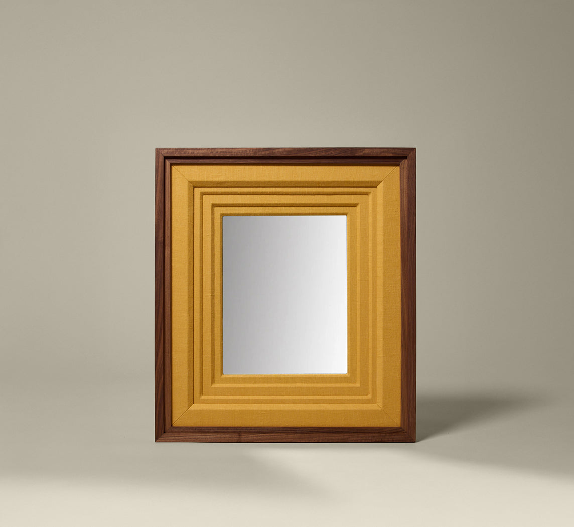 PIERCE & WARD DOUBLE DECKER MIRROR IN MUSTARD LINEN