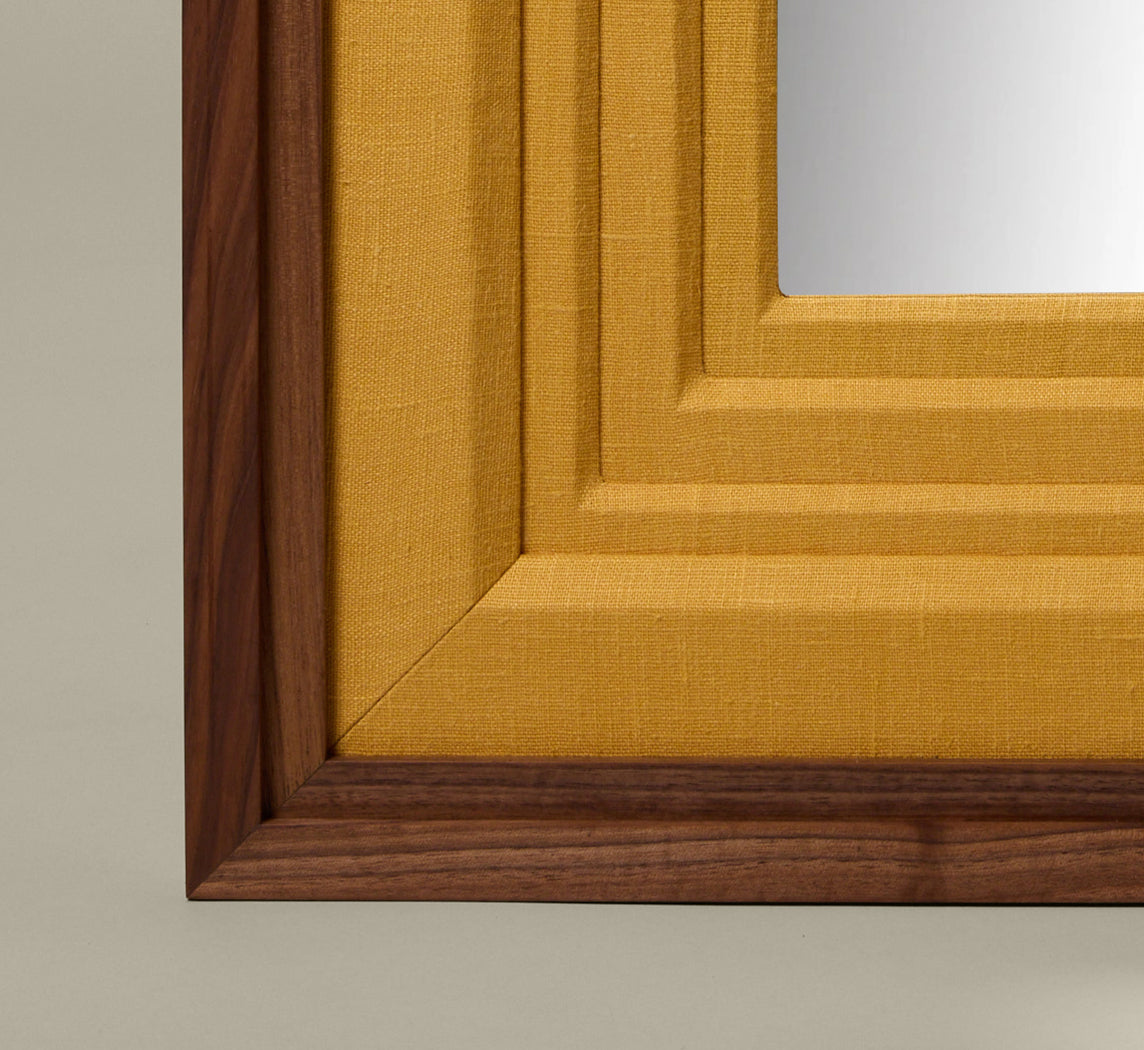 PIERCE & WARD DOUBLE DECKER MIRROR IN MUSTARD LINEN