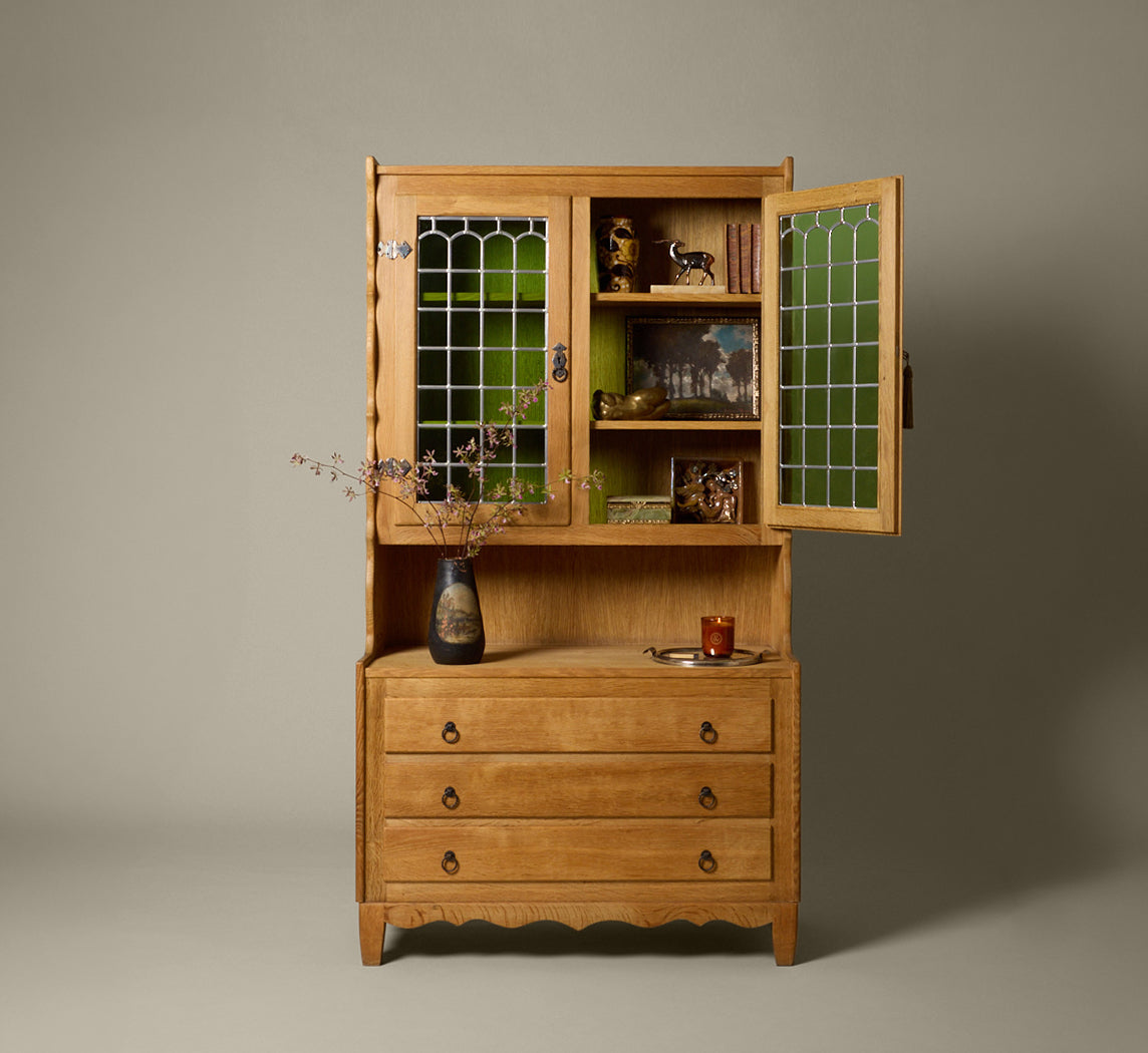 DANISH OAK HUTCH CABINET IN THE STYLE OF HENNING KJAERNULF C. 1970