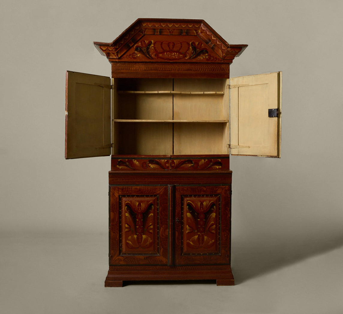 19TH CENTURY FOLK ART SWEDISH CUPBOARD