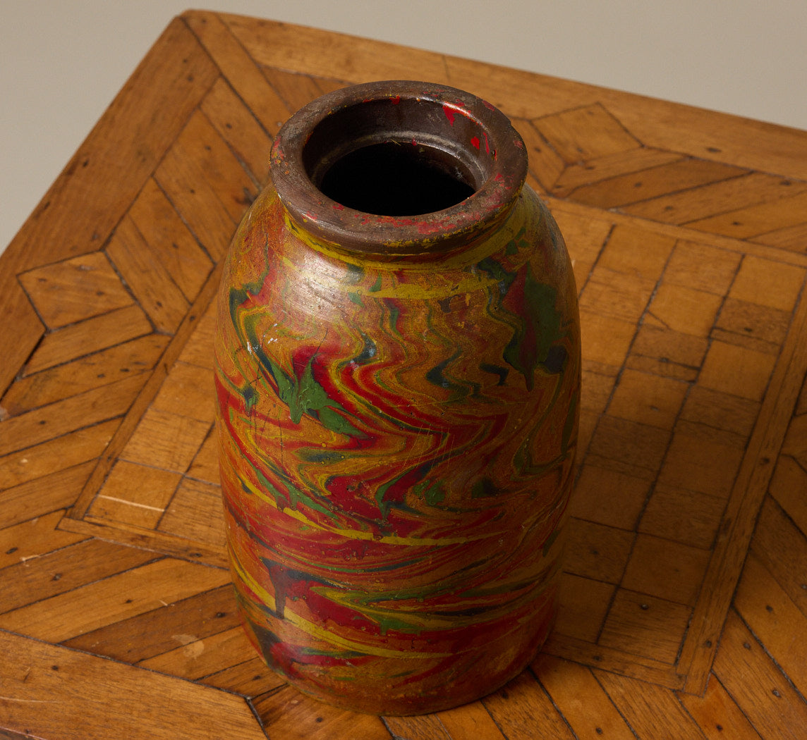 VINTAGE MARBLED STONEWARE JAR II