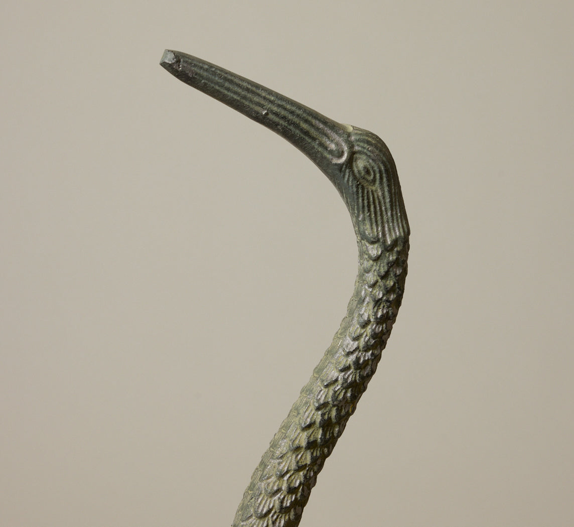 PAIR OF VINTAGE PAINTED CRANE GARDEN SCULPTURES