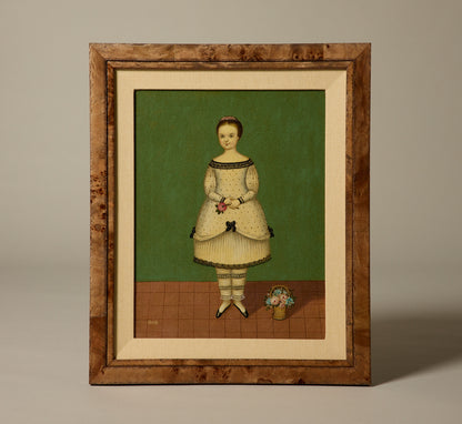 GIRL WITH BASKET: MEXICAN FOLK ART PAINTING