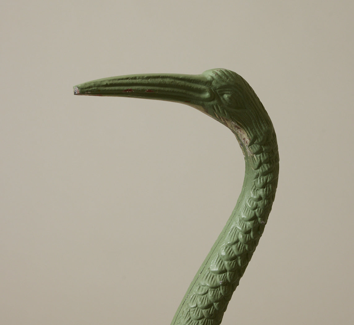 PAIR OF VINTAGE PAINTED CRANE GARDEN SCULPTURES