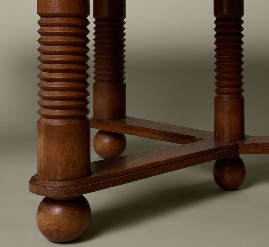 FRENCH OAK DINING TABLE IN THE MANNER OF CHARLES DUDOUYT