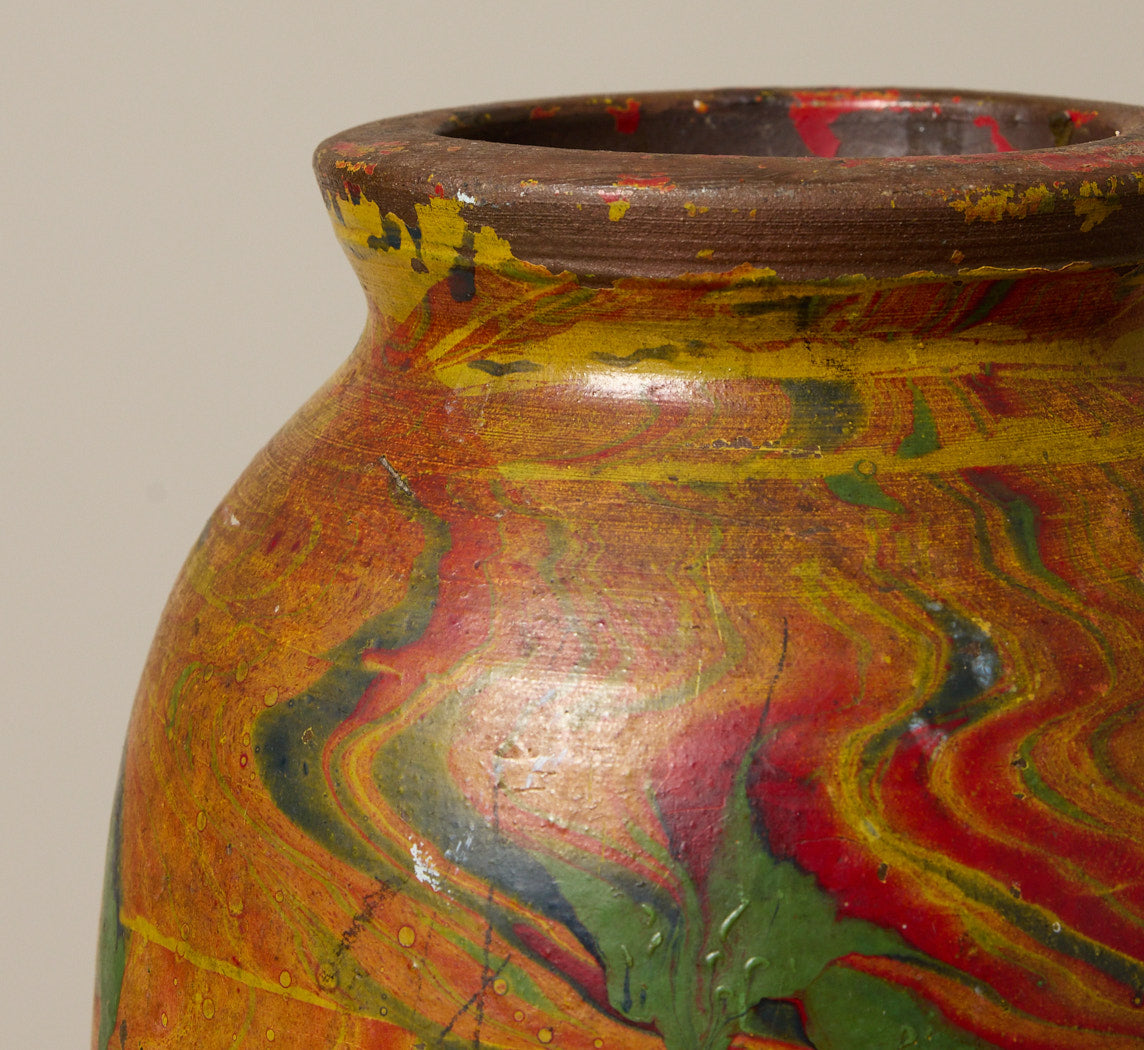 VINTAGE MARBLED STONEWARE JAR II