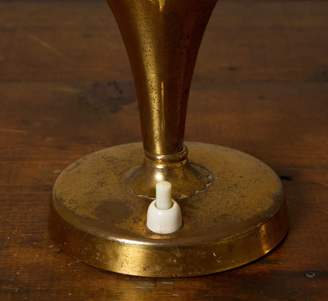 PAIR OF 1940S ART DECO FROSTED GLASS & BRASS TABLE LAMP