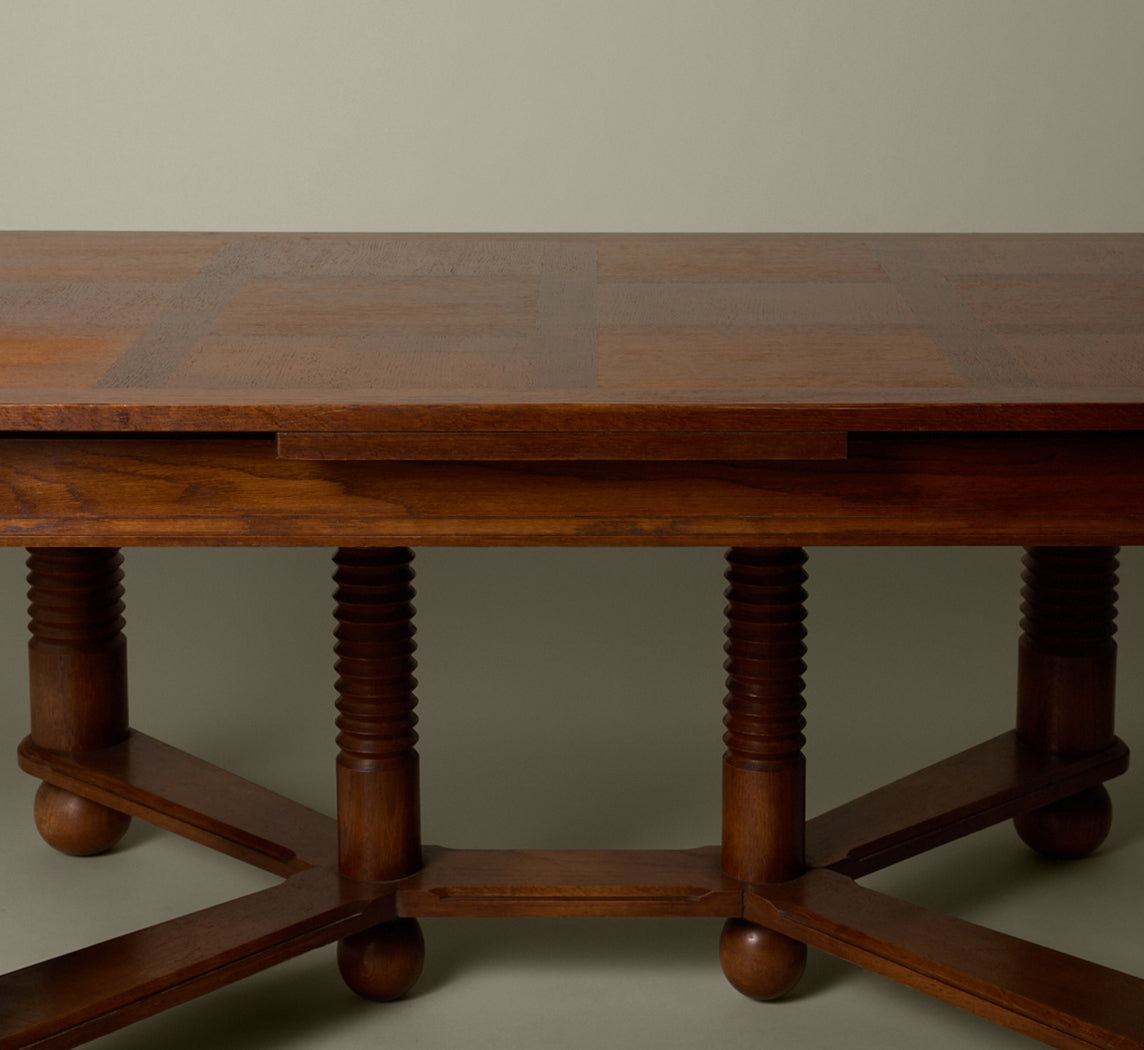 FRENCH OAK DINING TABLE IN THE MANNER OF CHARLES DUDOUYT