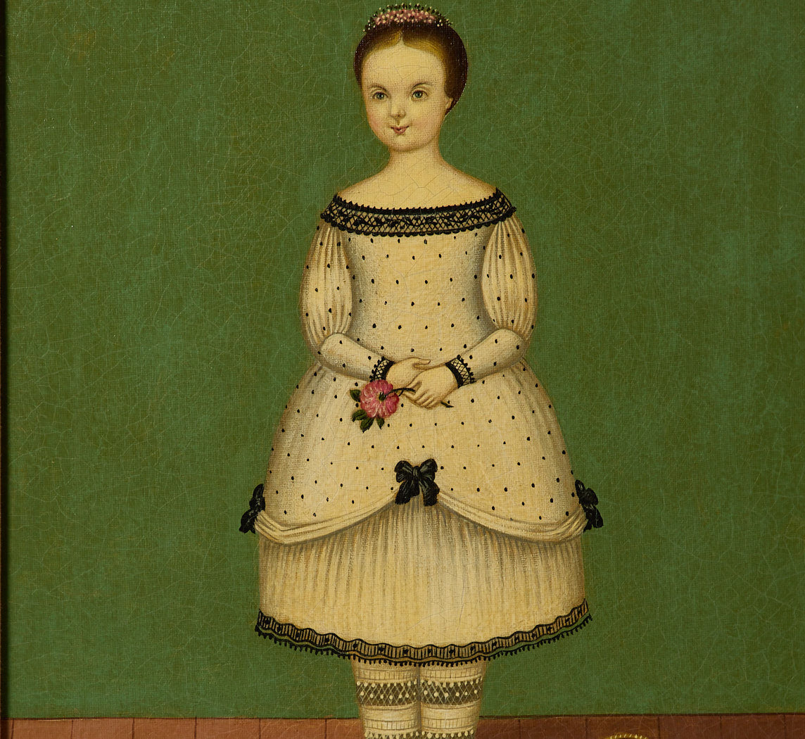 GIRL WITH BASKET: MEXICAN FOLK ART PAINTING