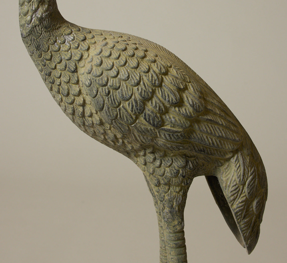 PAIR OF VINTAGE PAINTED CRANE GARDEN SCULPTURES