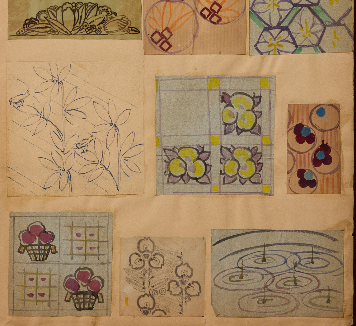 1930S WATERCOLOR TAPESTRY PATTERN COLLAGE