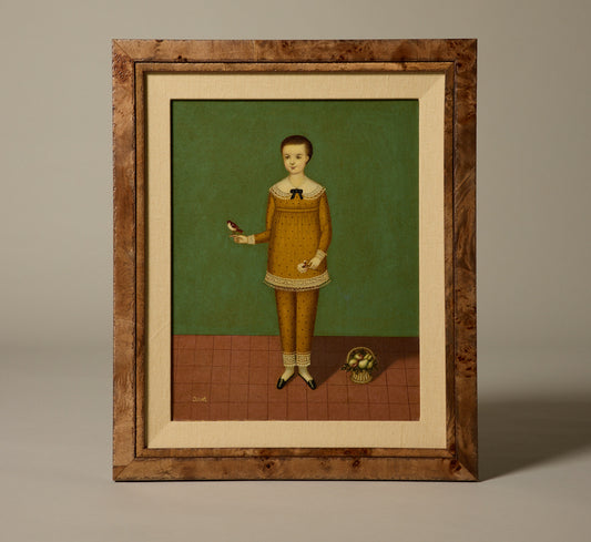 BOY WITH BASKET: MEXICAN FOLK ART PAINTING