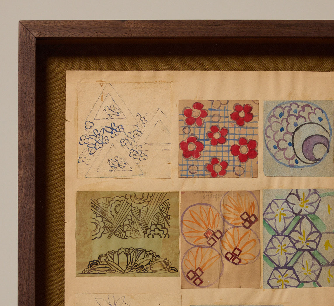 1930S WATERCOLOR TAPESTRY PATTERN COLLAGE