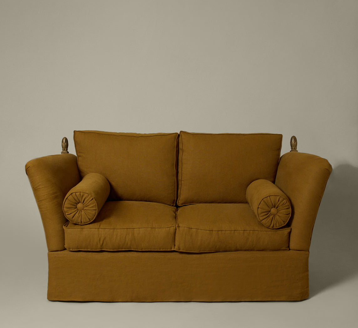 EGON VON FURSTENBERG SETTEE IN OLIVE LINEN
