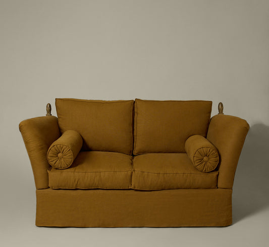 EGON VON FURSTENBERG SETTEE IN OLIVE LINEN