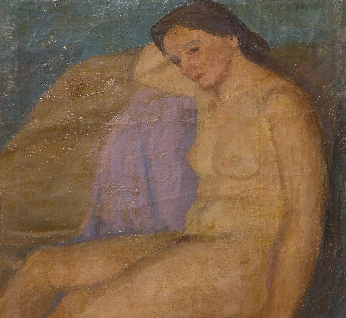 MID CENTURY AMERICAN IMPRESSIONIST CONTEMPLATIVE NUDE