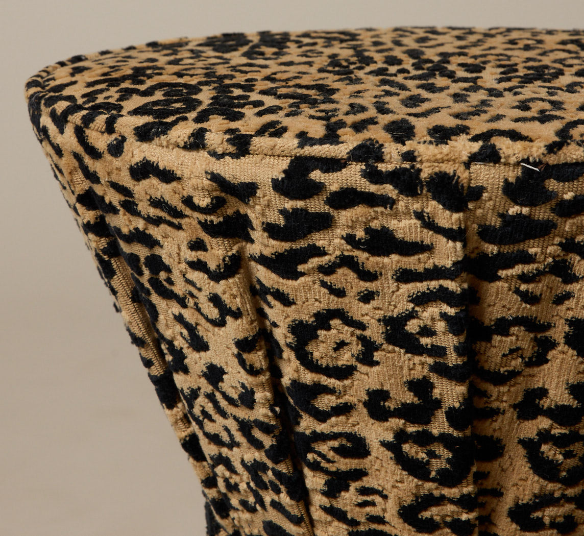 PIERCE & WARD DRUM SIDE TABLE IN FAUSTO LEOPARD
