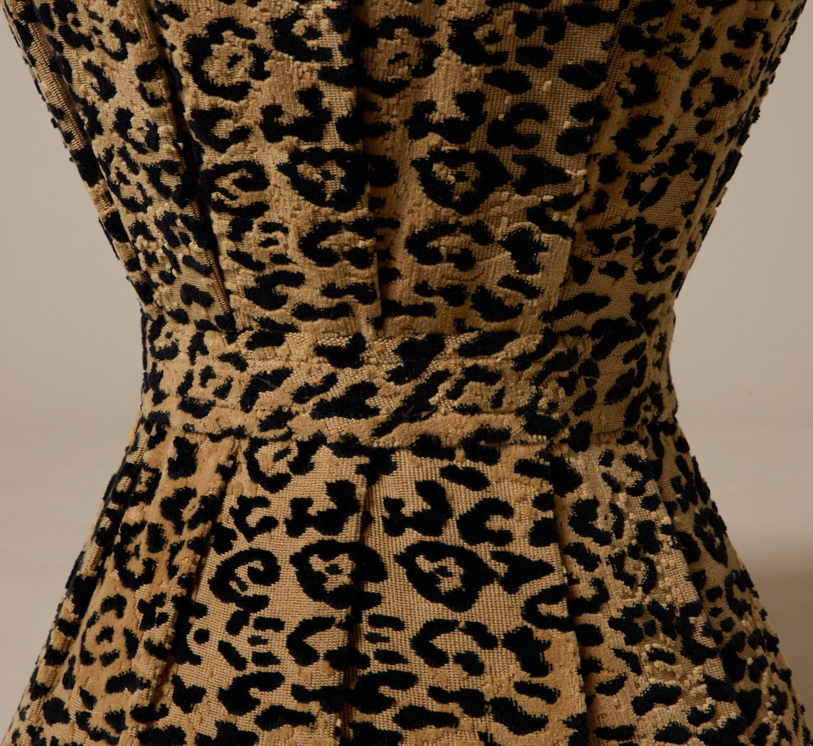 PIERCE & WARD DRUM SIDE TABLE IN FAUSTO LEOPARD