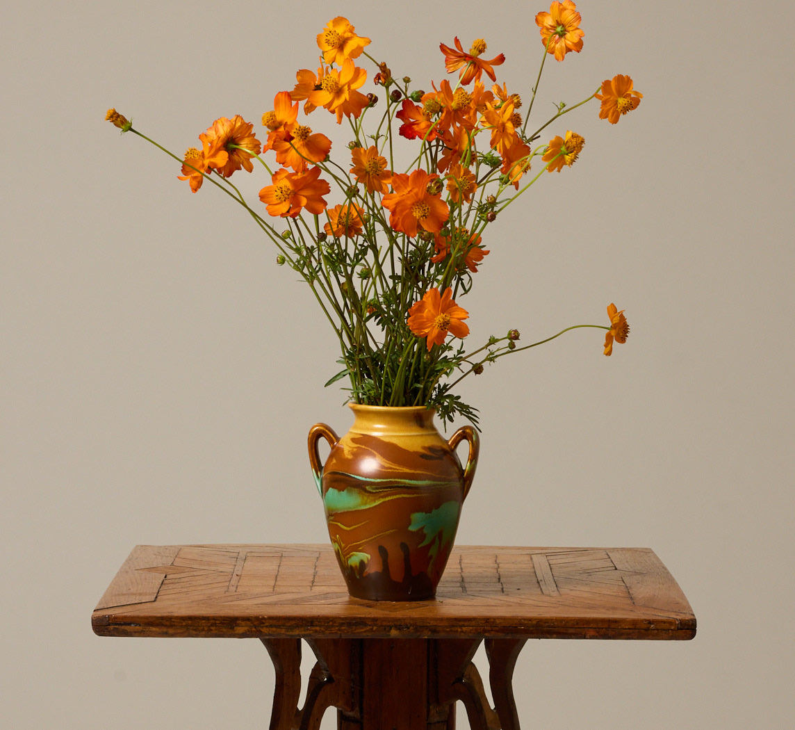 1940S ENGLISH MARBLED EARTHENWARE VASE