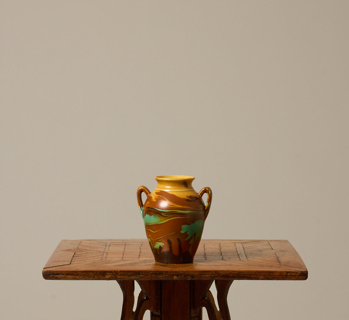 1940S ENGLISH MARBLED EARTHENWARE VASE