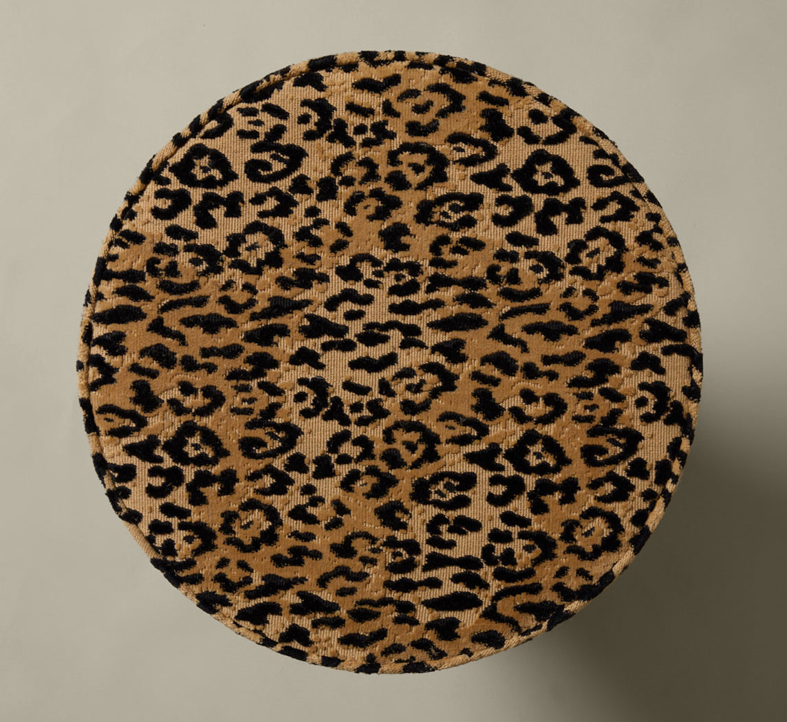 PIERCE & WARD DRUM SIDE TABLE IN FAUSTO LEOPARD