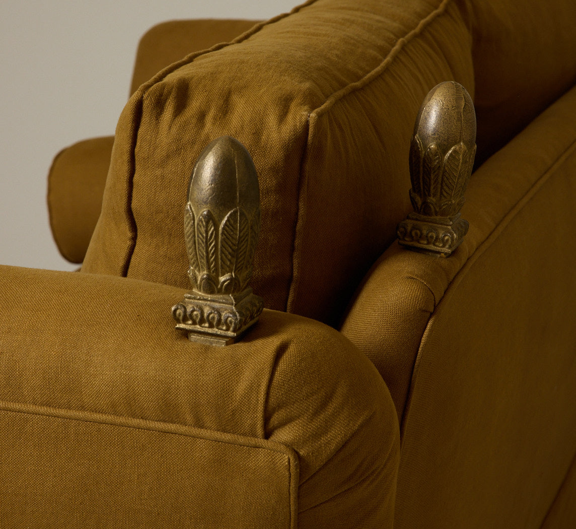 EGON VON FURSTENBERG SETTEE IN OLIVE LINEN