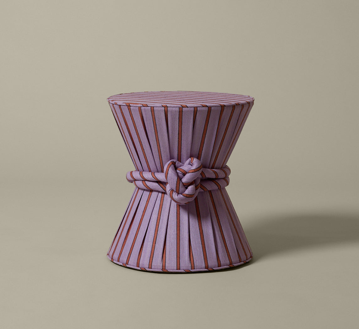 PIERCE & WARD DRUM SIDE TABLE IN ANAIS RAW SILK STRIPE
