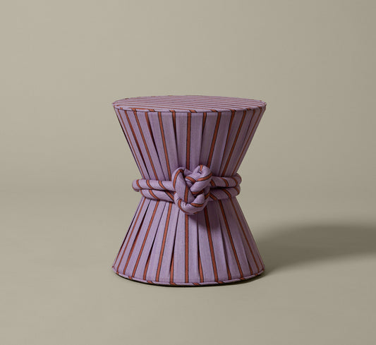 PIERCE & WARD DRUM SIDE TABLE IN ANAIS RAW SILK STRIPE