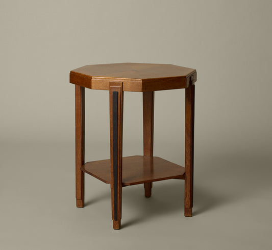 1920S AMSTERDAM SCHOOL SIDE TABLE IN OAK AND COROMANDEL