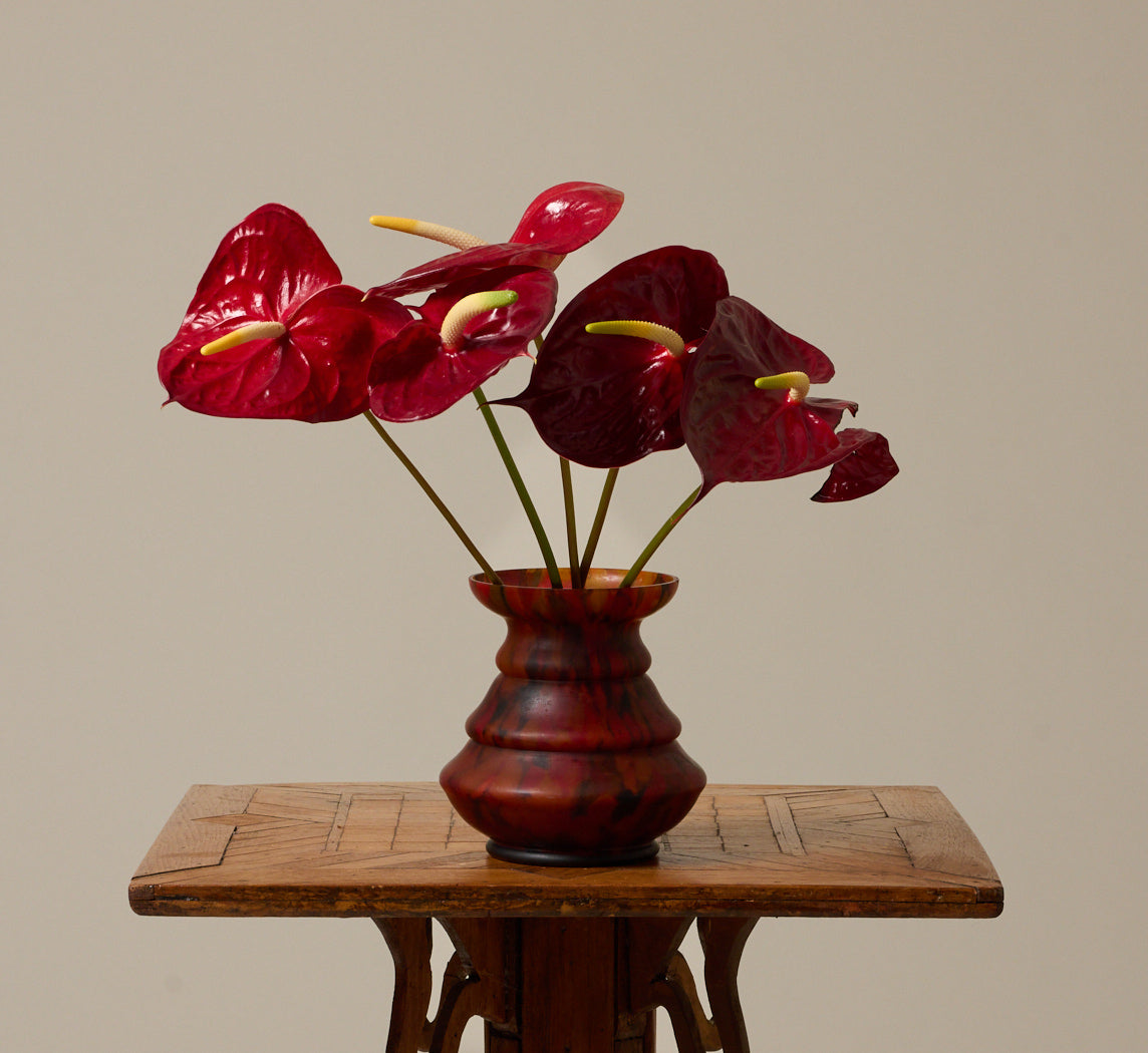 1930S ART DECO SPATTER GLASS VASE