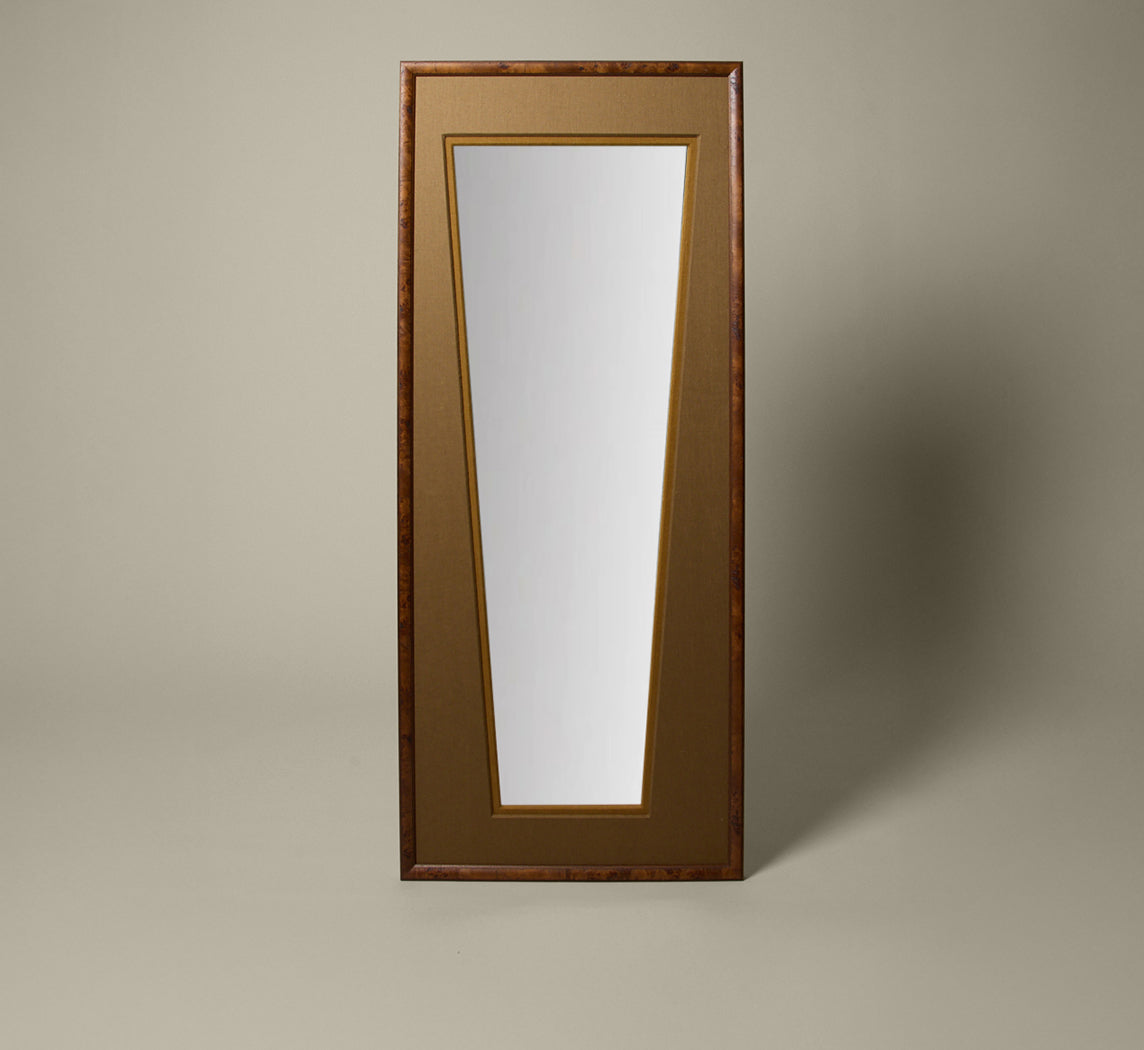 PIERCE & WARD CARPATHIAN DRESSING MIRROR IN MUSTARD OLIVE AND SEAWEED LINEN