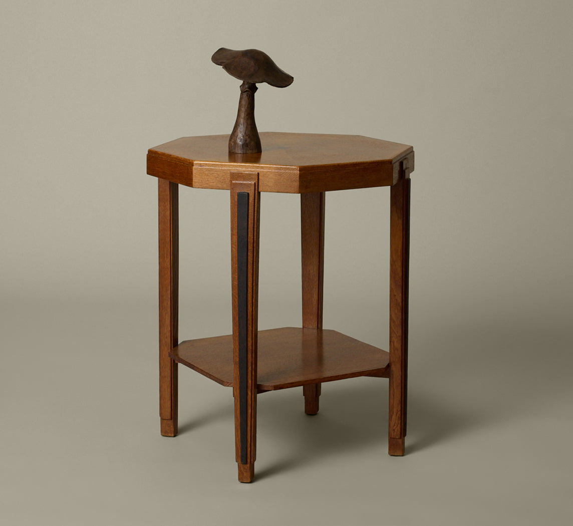 1920S AMSTERDAM SCHOOL SIDE TABLE IN OAK AND COROMANDEL