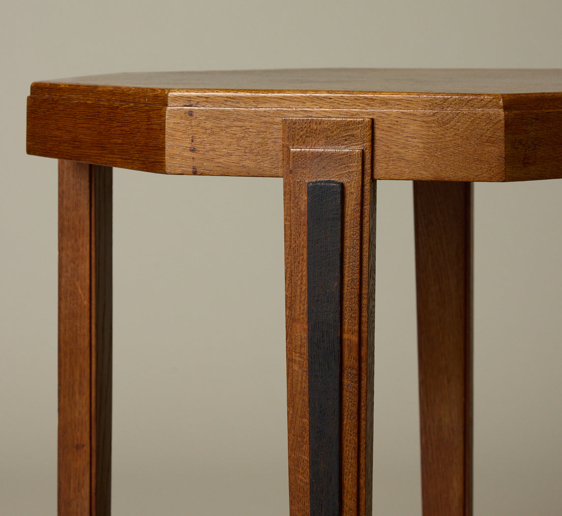 1920S AMSTERDAM SCHOOL SIDE TABLE IN OAK AND COROMANDEL
