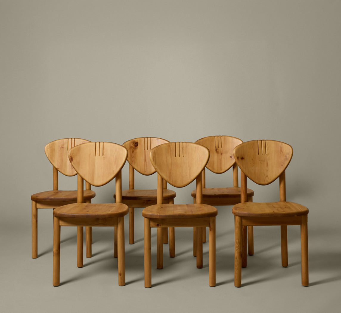 1970S DANISH PINE DINING CHAIRS IN THE STYLE OF RAINER DAUMILLER (SET OF 6)
