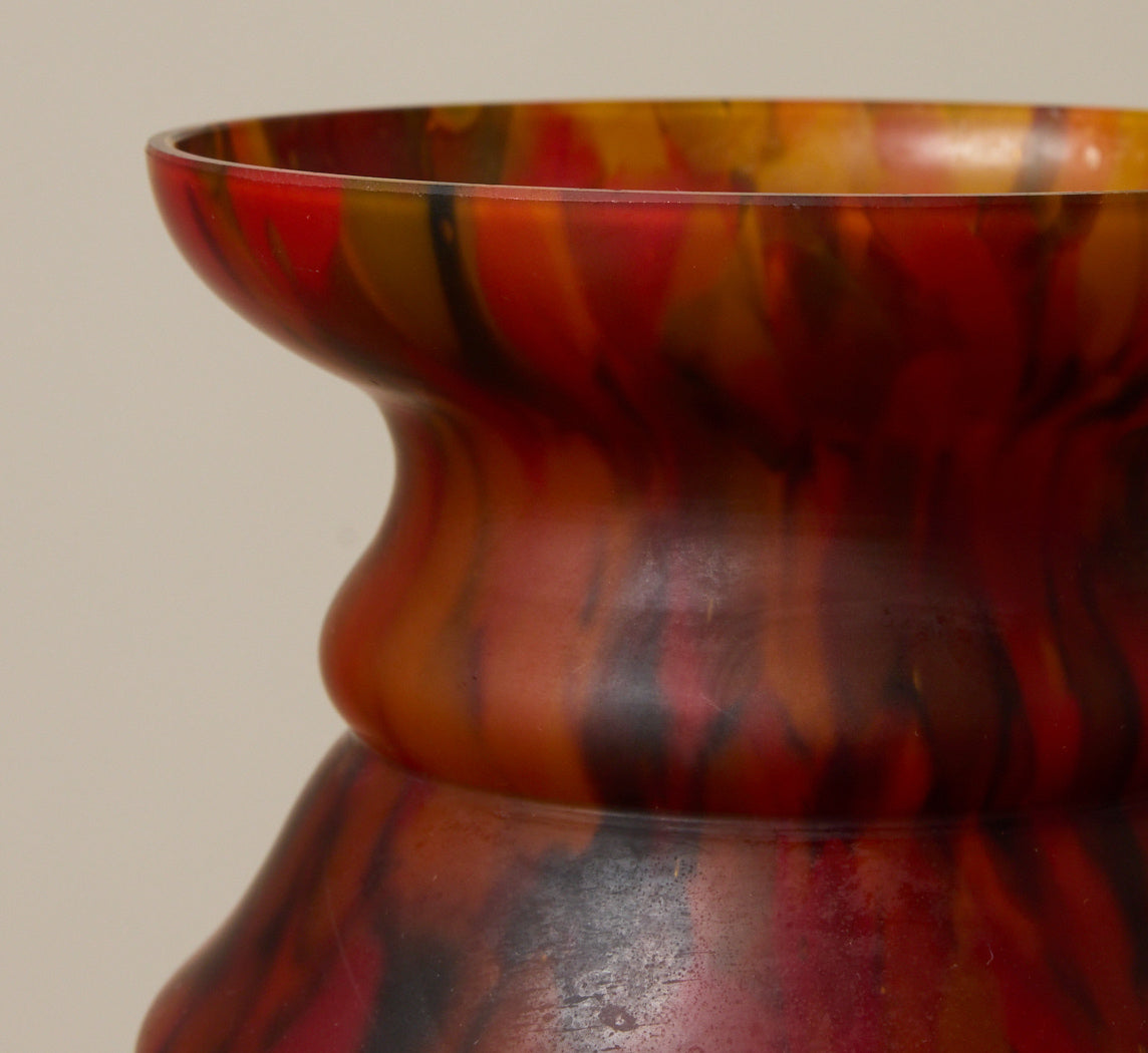 1930S ART DECO SPATTER GLASS VASE