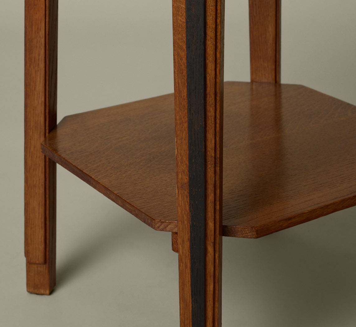 1920S AMSTERDAM SCHOOL SIDE TABLE IN OAK AND COROMANDEL